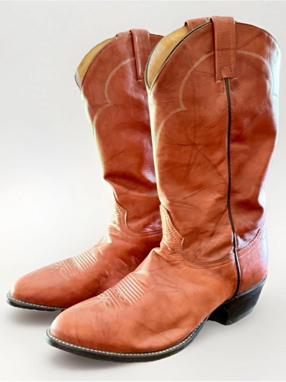 Tony Lama Boots Men Sz 8.5 EEE Cowboy Western Leather Brown Almond Toe 5084